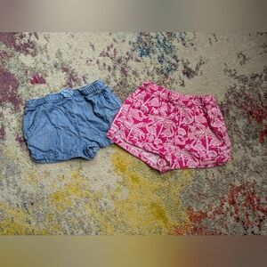 XS 2 Pair Vinyard Vines Pull On Shorts with Whale  Blue And Pink